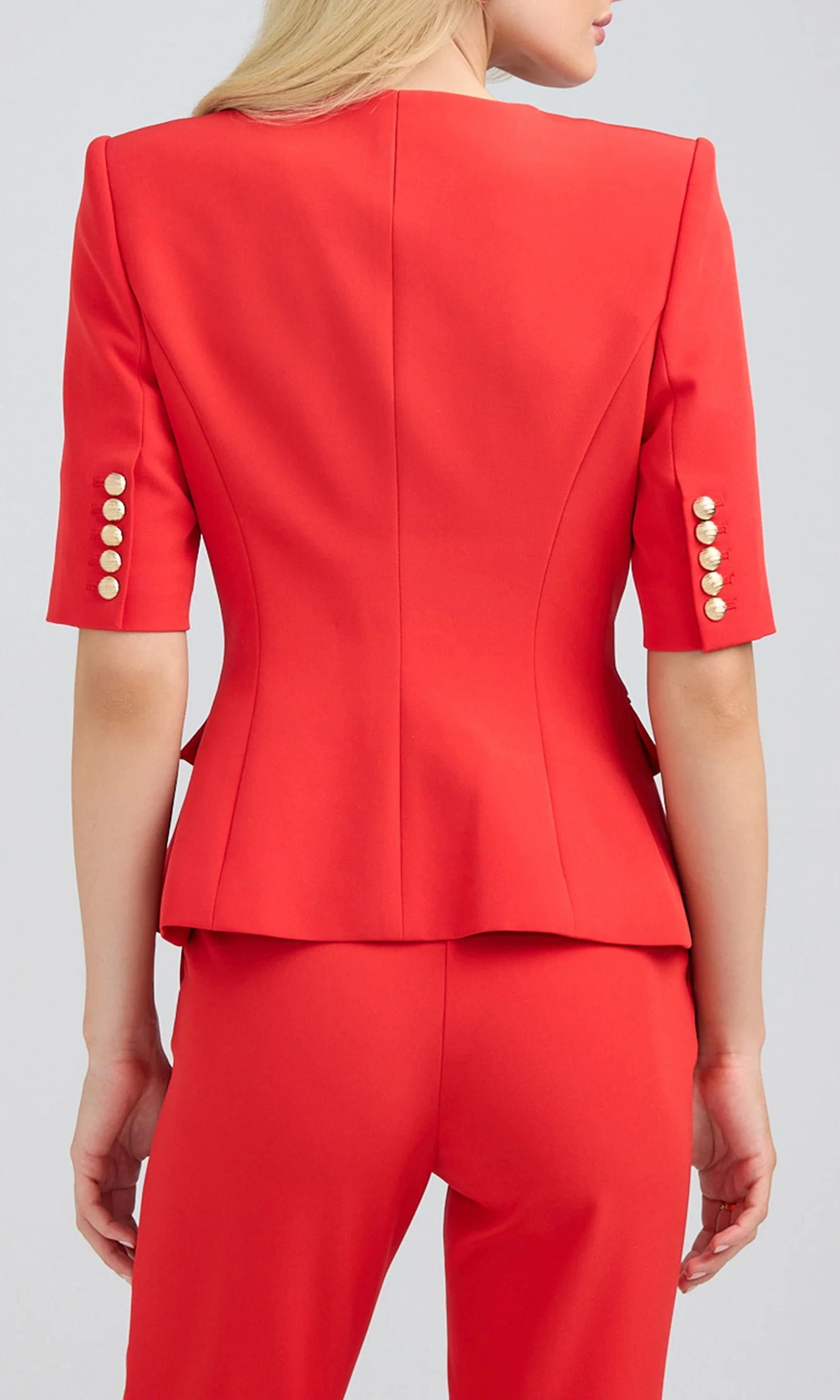 Red Sleeveless Crepe Jacket