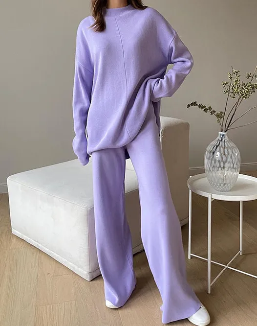 High Neck Sweater Pants Set