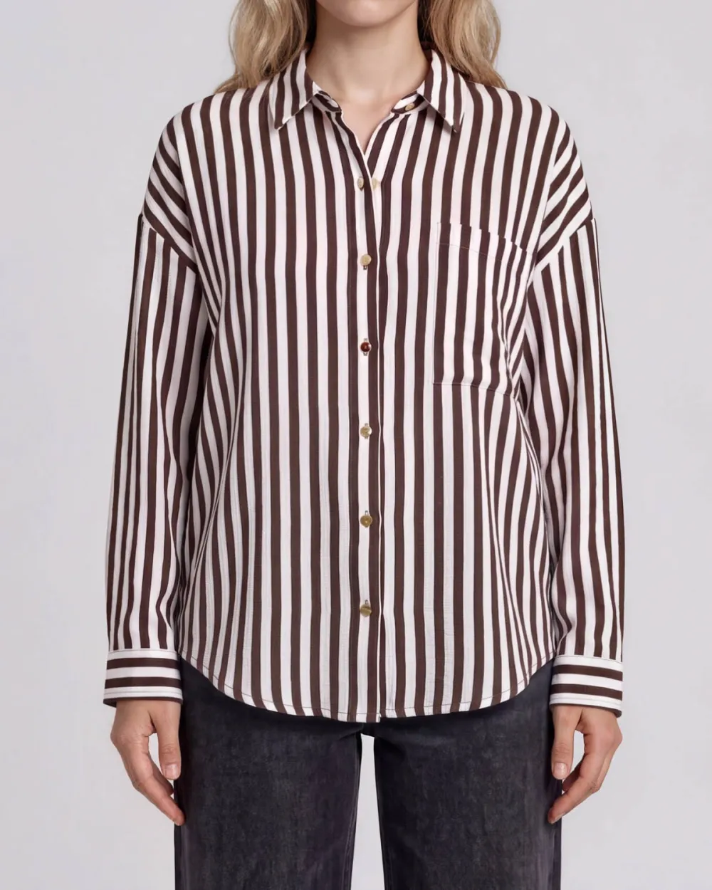 Striped Button Top