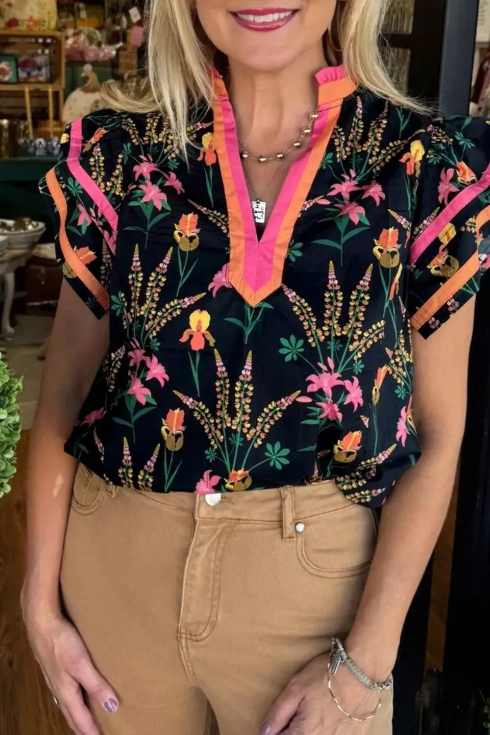 Ruffled Floral Blouse