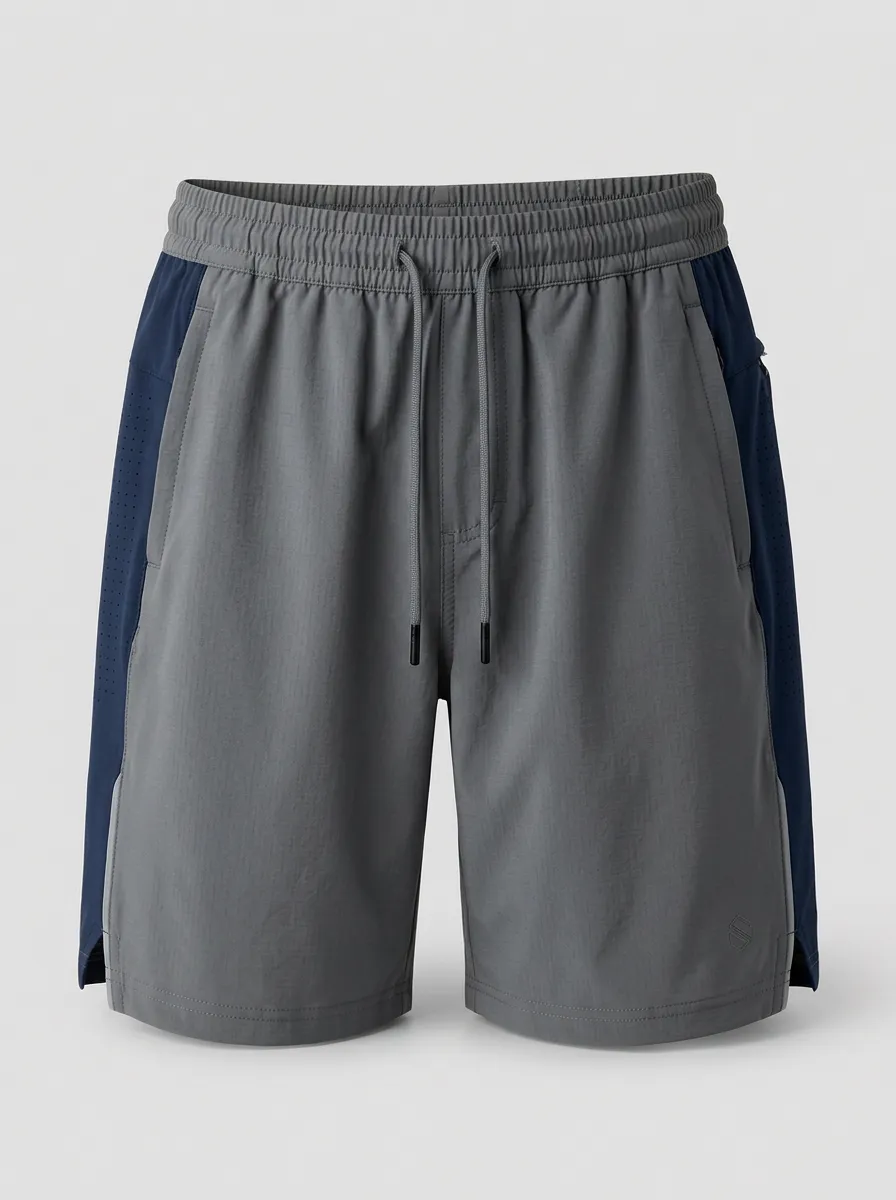Men's Athletic Breathable Colorblock Drawstring Training Shorts