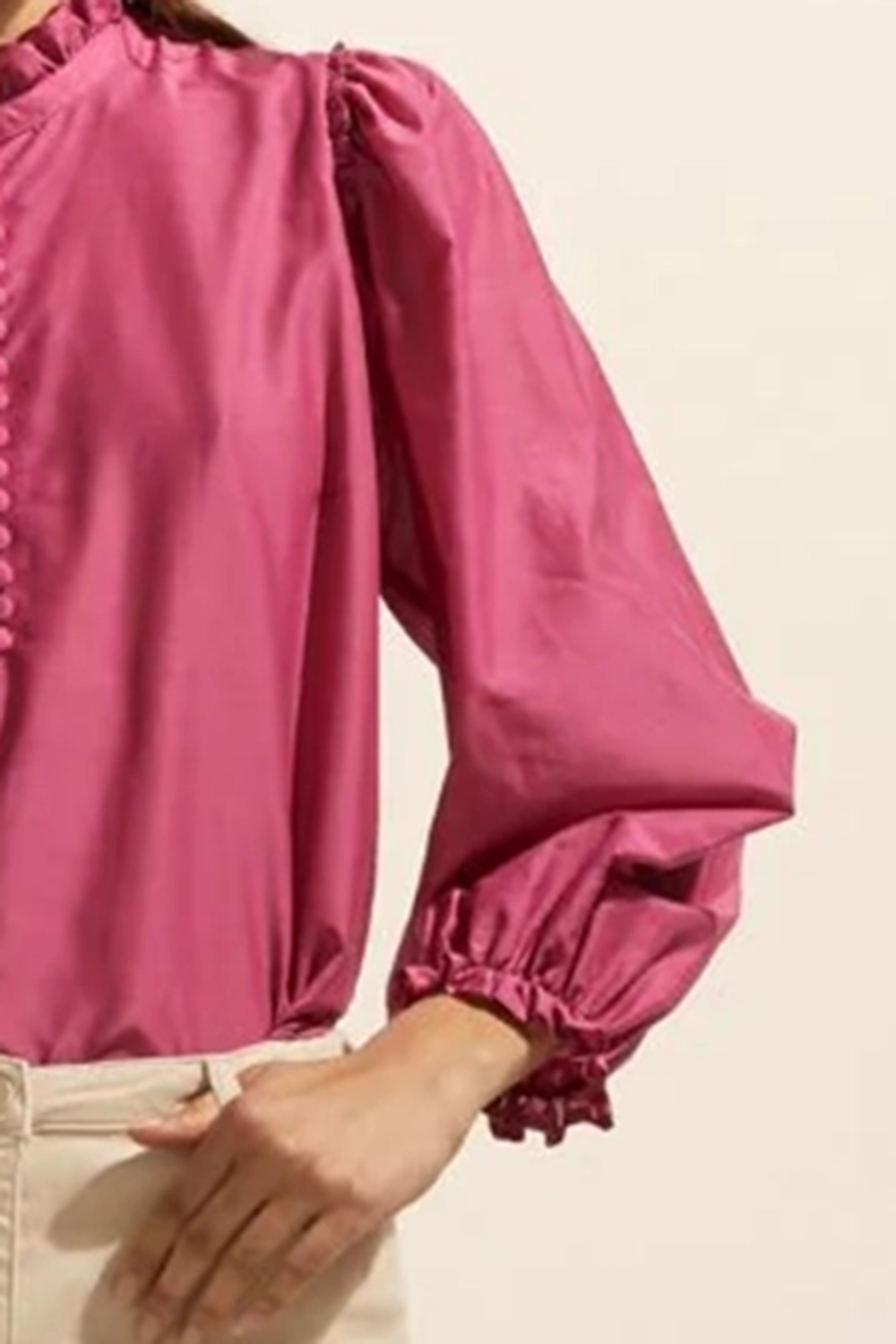 Pink Pintuck Long - Sleeve Button - Up