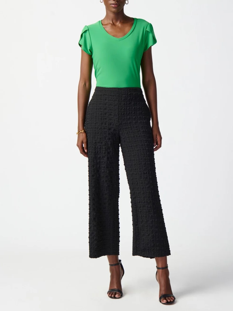 Dark Gray Textured Wide - Leg Pants