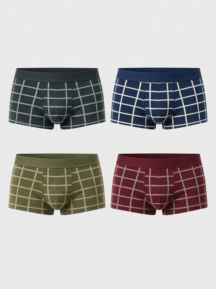 Men's Grid Boxer Briefs 4-Pack