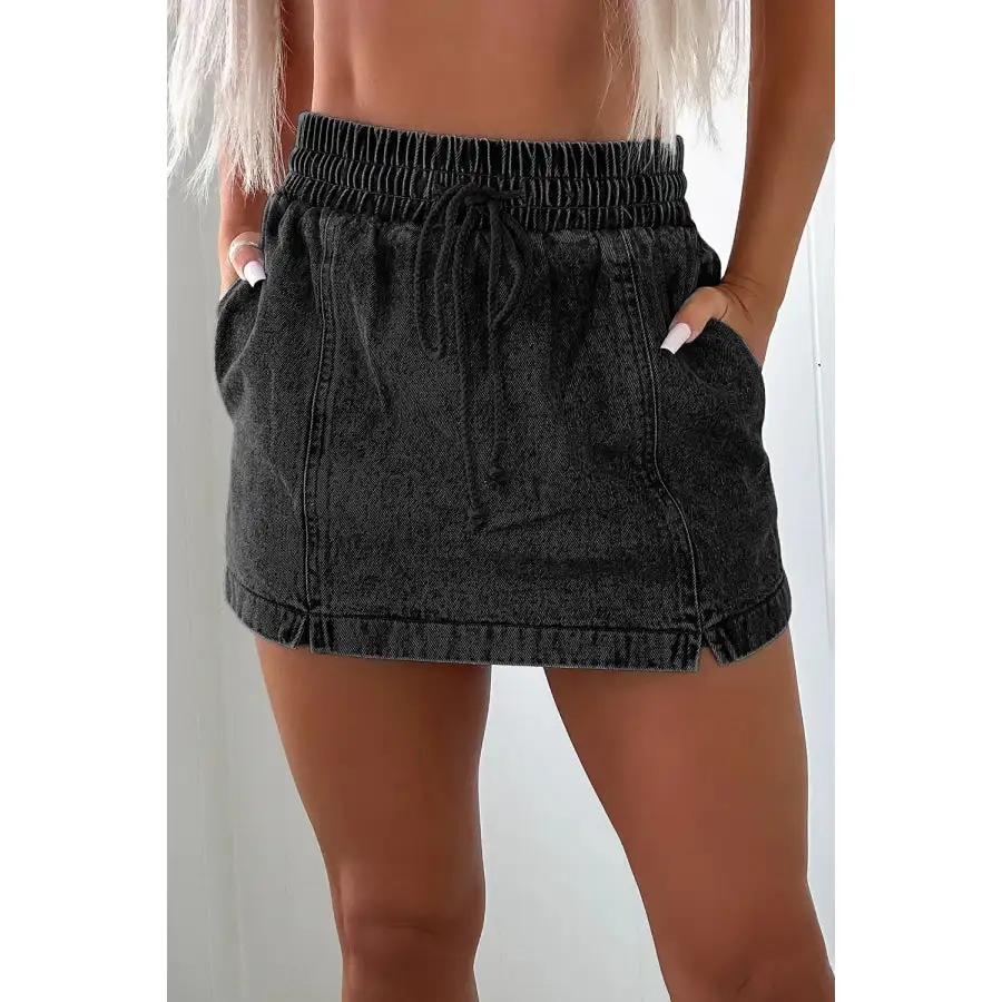 Drawstring High Waist Denim Shorts