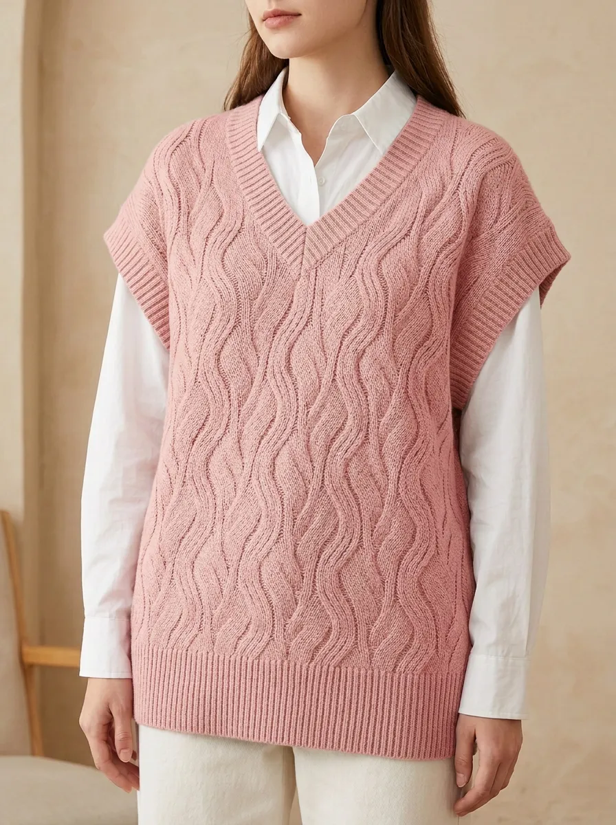 Wavy Cable Sweater Vest