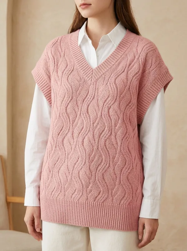 Wavy Cable Sweater Vest