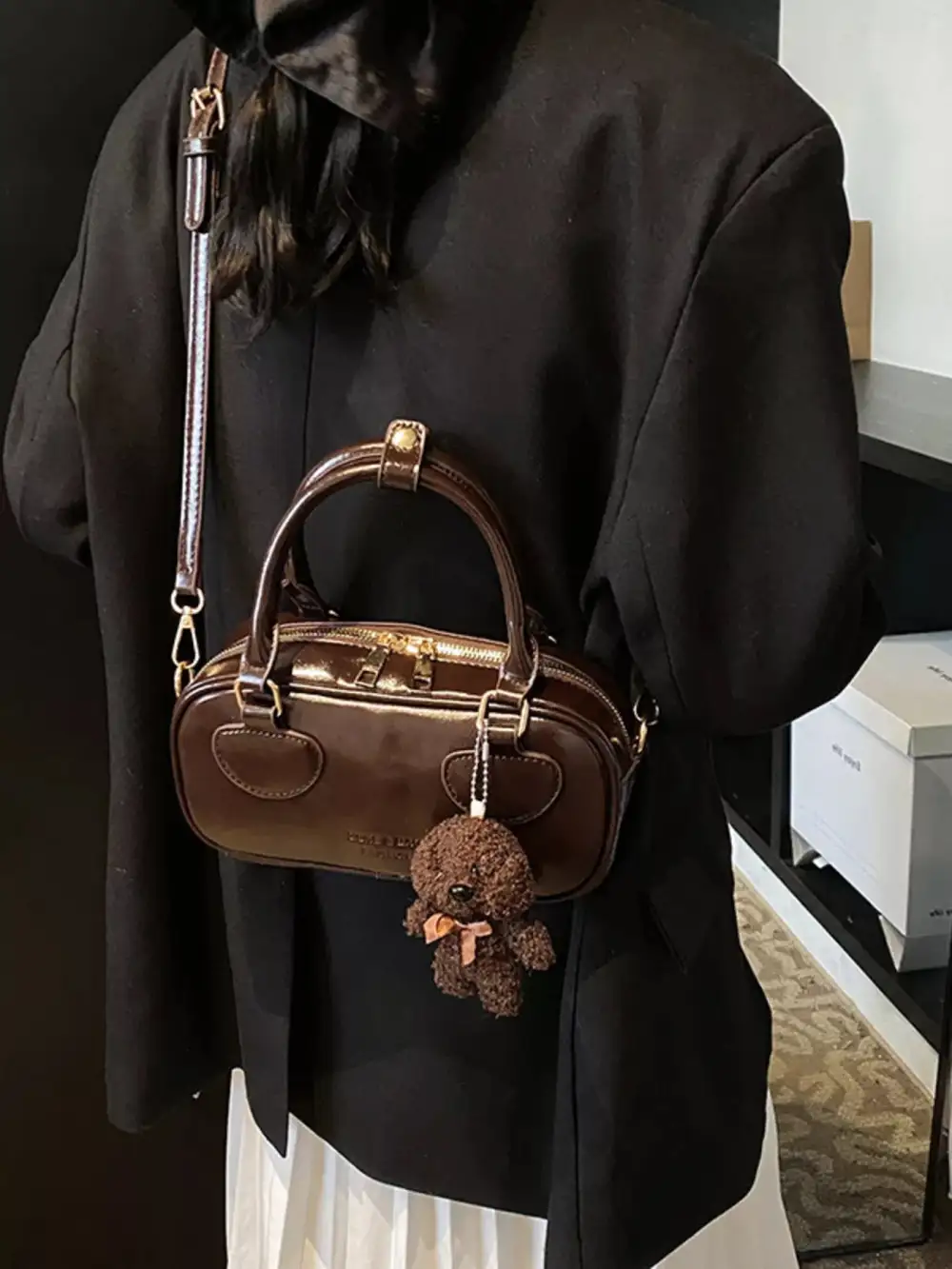 Vintage Style Crossbody Bag with Charm