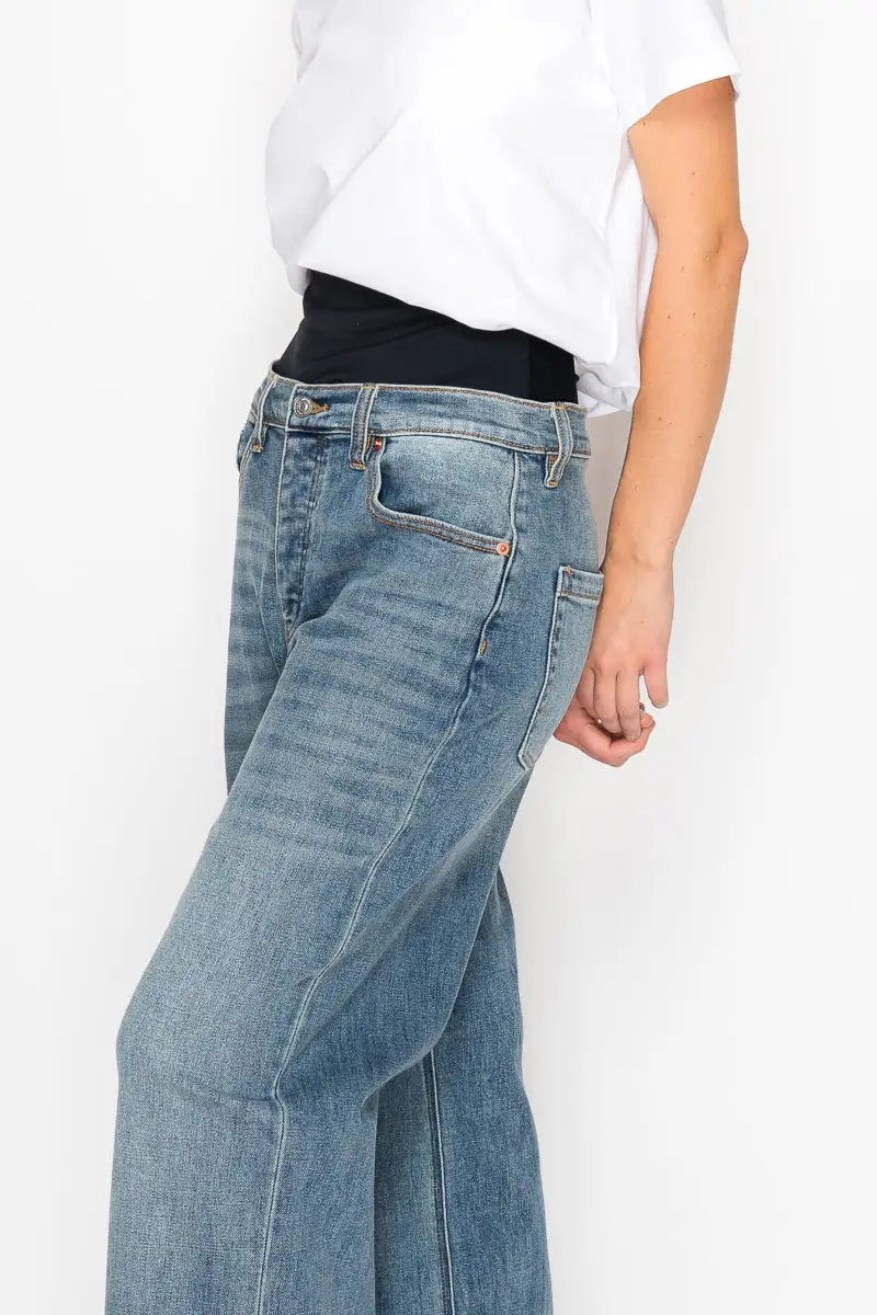 Wide Leg Stretch Denim Jeans