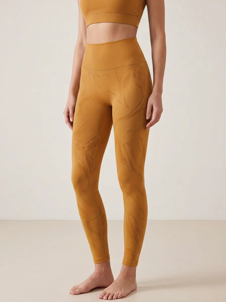 Women's Marble Pattern Print High-Rise Waistband Smooth Supportive Yoga Leggings