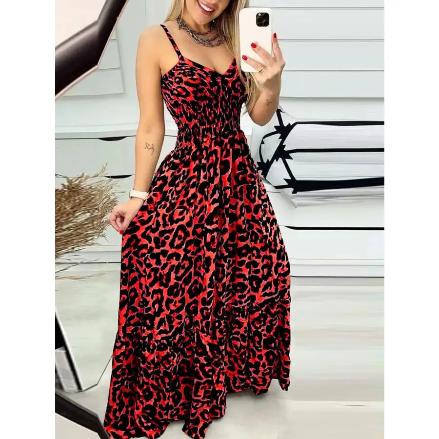 Full Size Print Spaghetti Strap Maxi Dress Plus Size