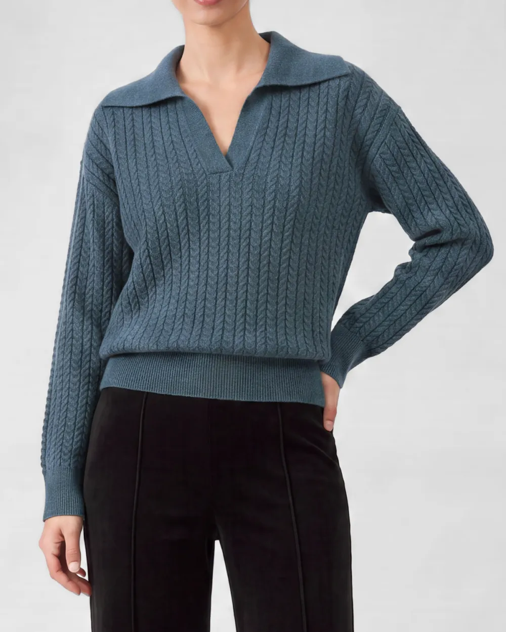 Cable V-Neck Sweater