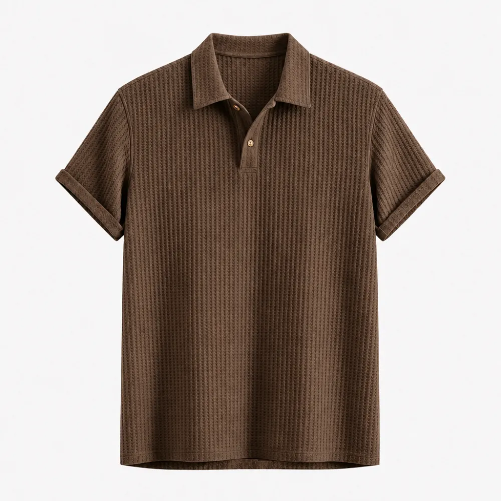 Men’s Waffle Textured Short Sleeve Polo Shirt