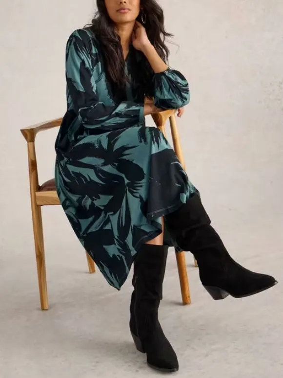 Jersey Dress In Green Print