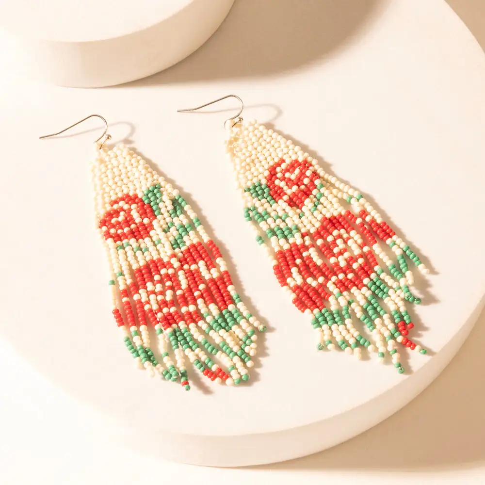 Layered Playful Floral Fringe Earrings