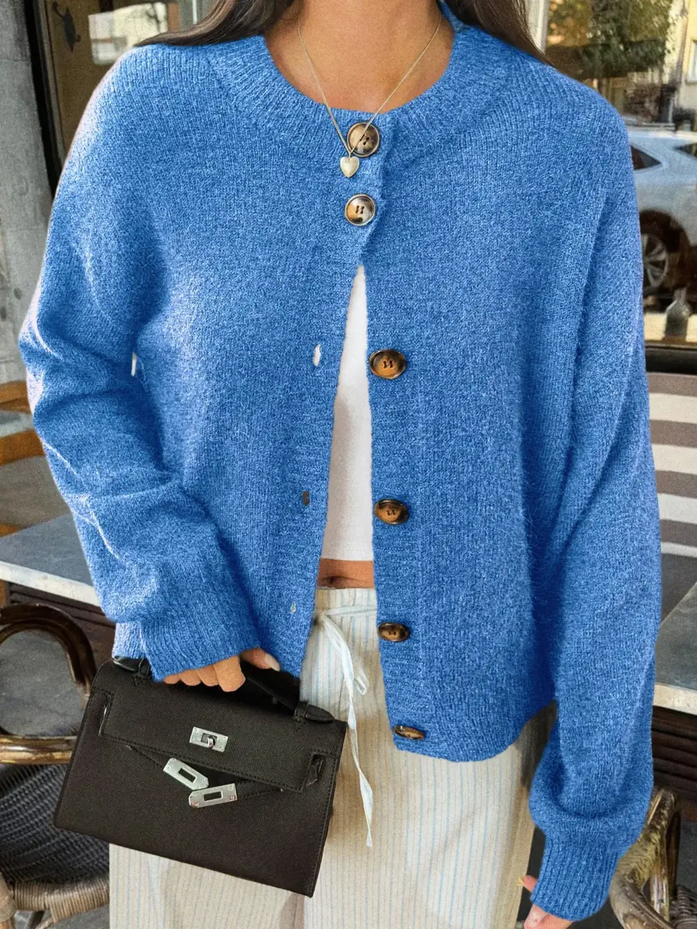 Medium-Length Cable Knit Jacket