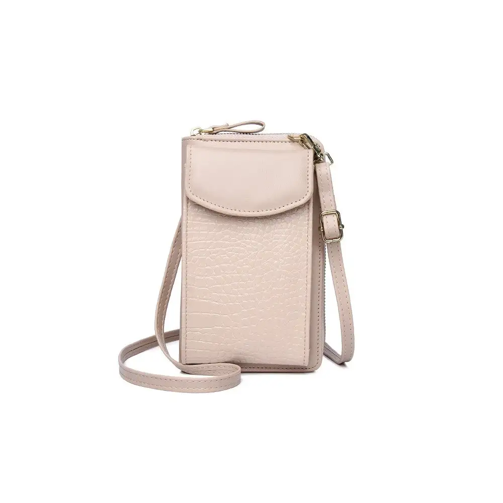 Pu Leather Solid Alligator Grain Mini Purse Cell Phone