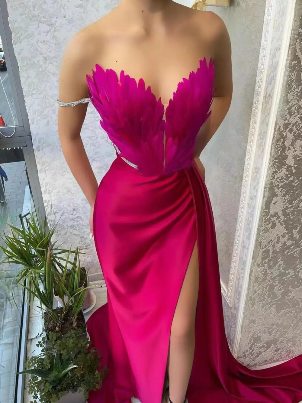 Drape Slit Maxi Dress