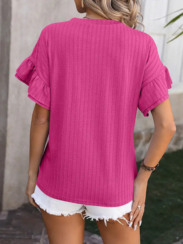Wrap Falbala Round Neck T-Shirt