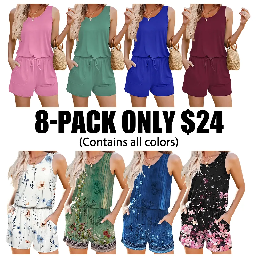 🔥Hot Sale💥Women's Summer Short Jumpsuit🔥8-PACK - All Colors Included