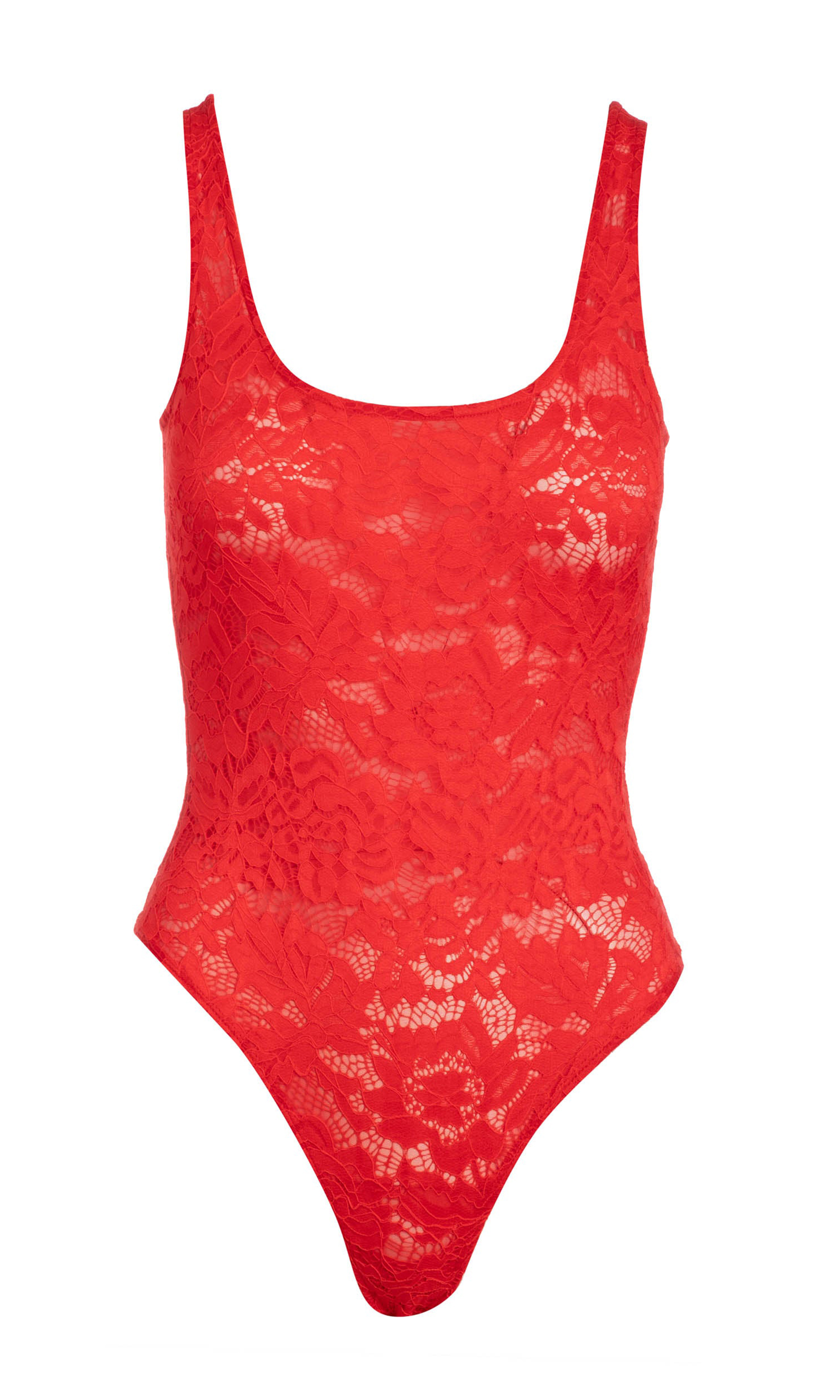 Bright Red Lace Bodysuit