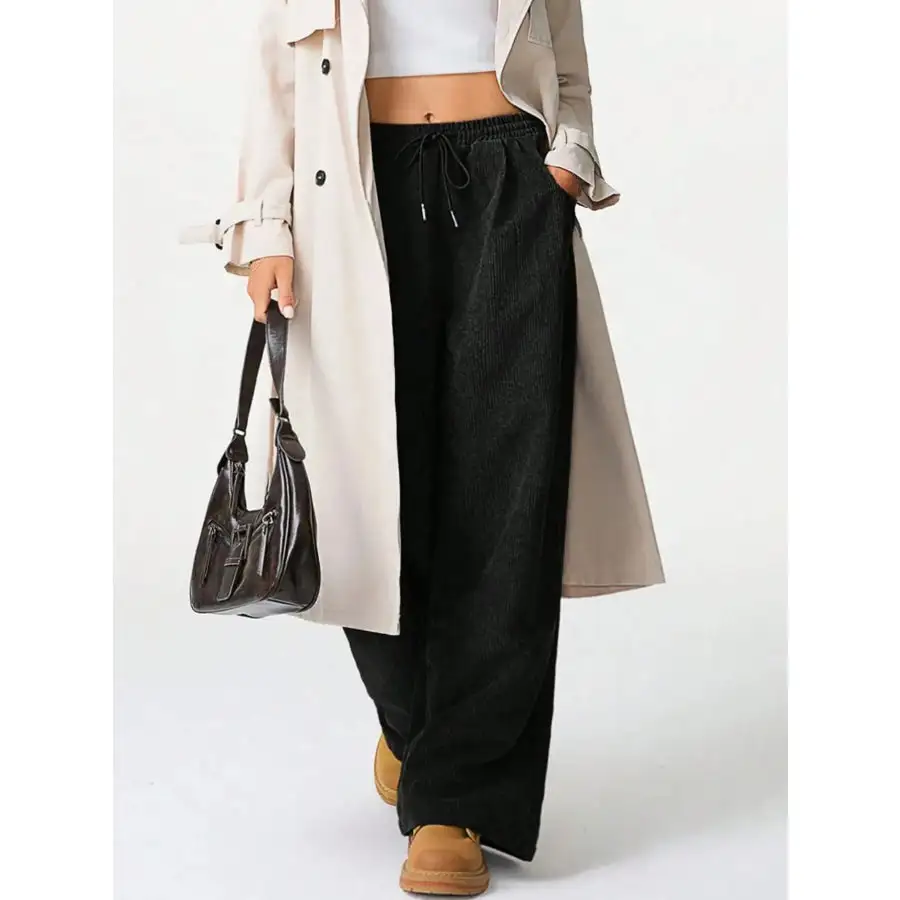 Modern Drawstring Wide Leg Pants