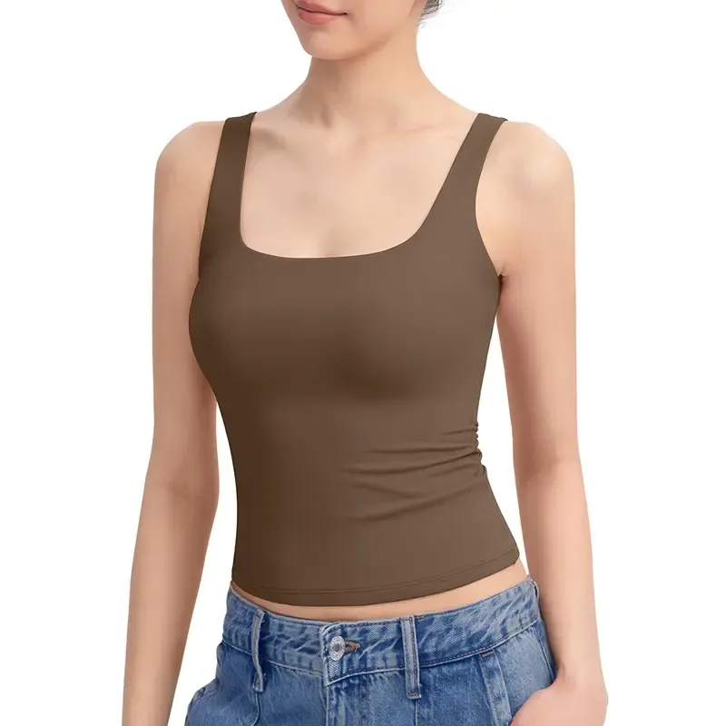 Women's Tank Top Sleeveless Double Lined Basic Tops