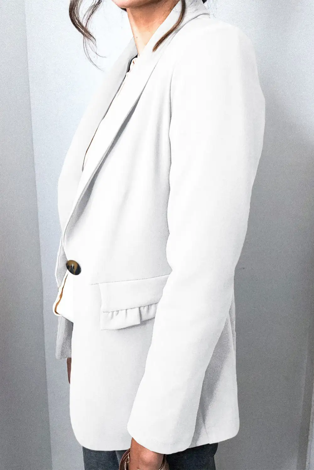 Lapel-Collar Button-Pocket Blazer