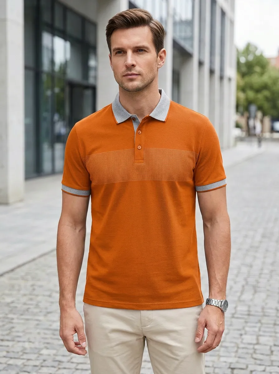 Men's Dotted Stripe Polo Shirt
