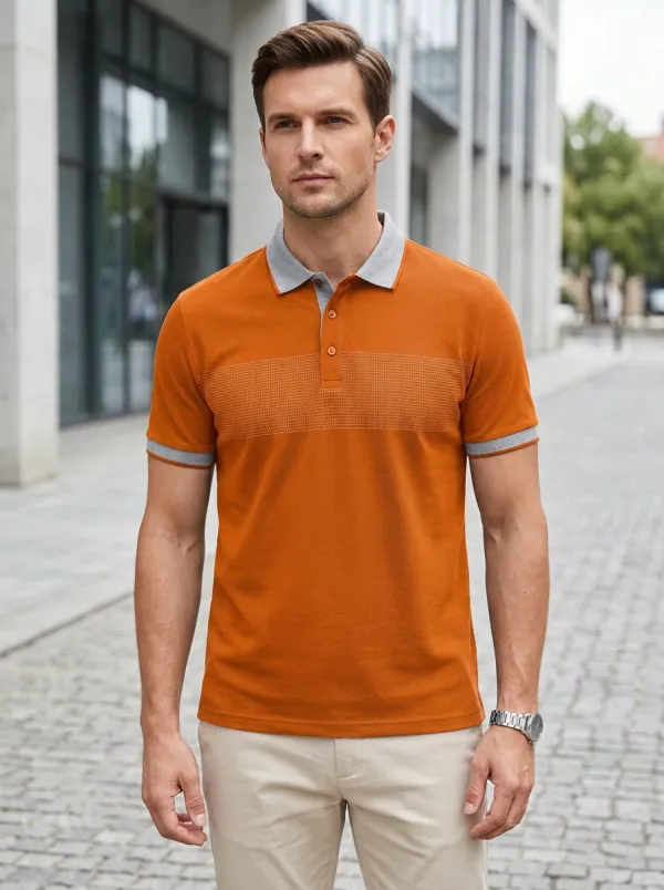 Men's Dotted Stripe Polo Shirt