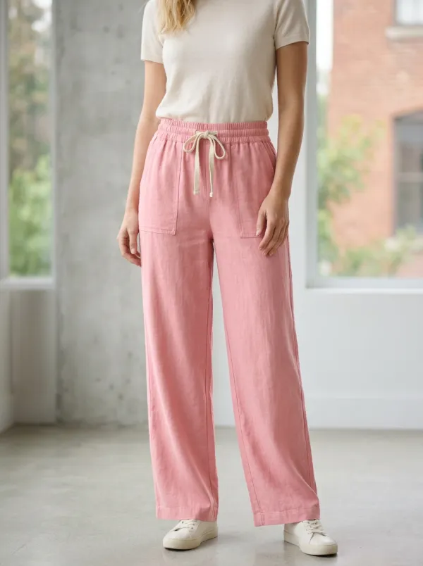 Women's Relaxed Casual Adjustable Drawstring Waist Pants