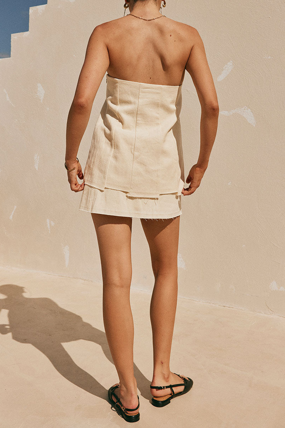 Strapless Layered Linen Top