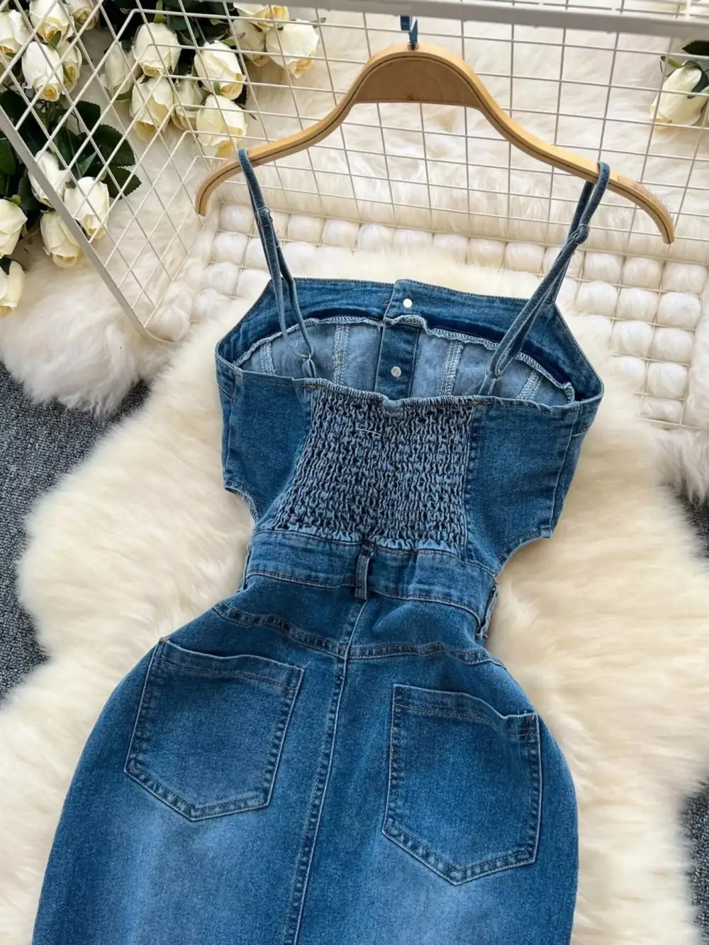 Denim Slit Sleeveless Dress Casual