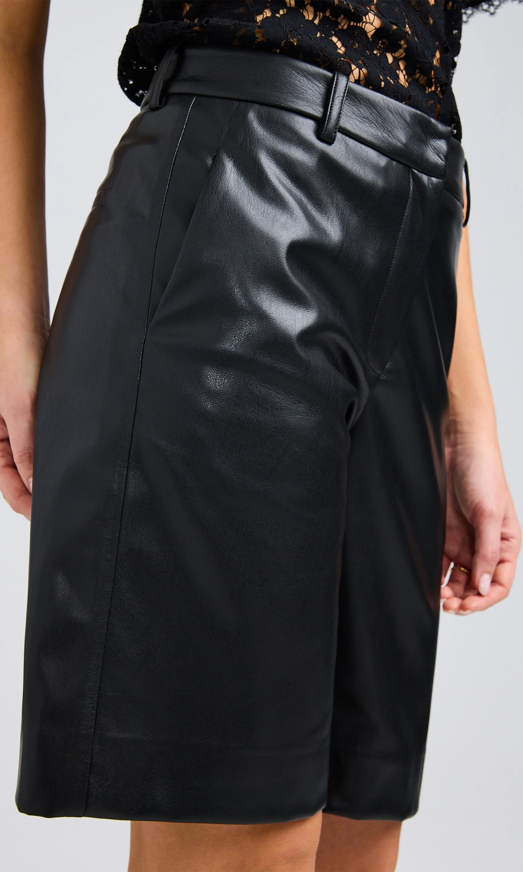 Vegan Leather Bermuda Shorts