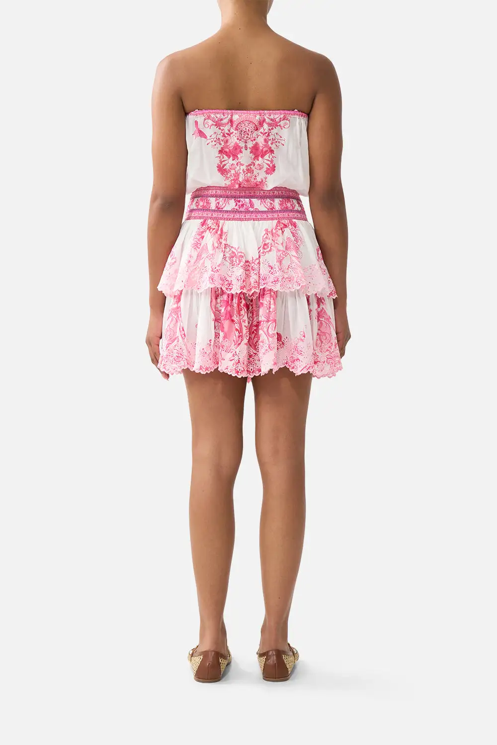 Printed Shirred Waist Mini Dress