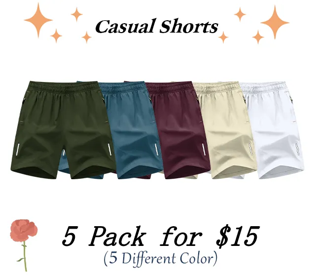 Men's Solid Color Zipper Pocket Shorts