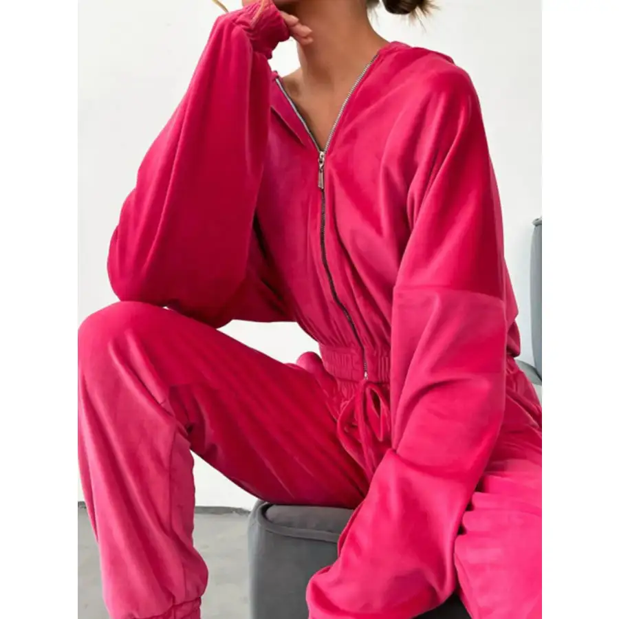 Zip Up Long Sleeve Top and Pants Set