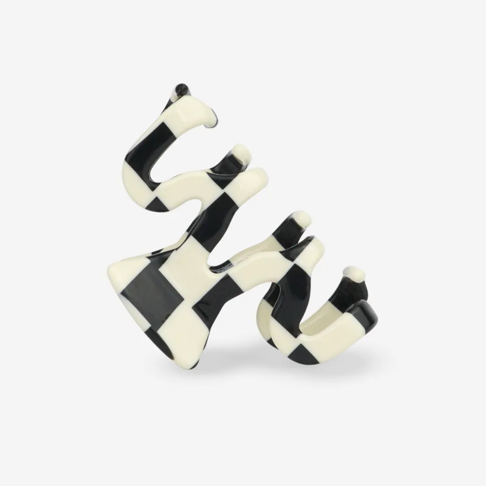 Streamlined Wave Checkered Pattern Hair Clip