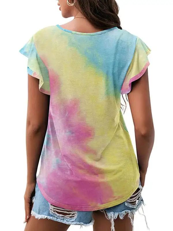 Simple Round-Neck Collared Short-Sleeve Knit T-Shirt