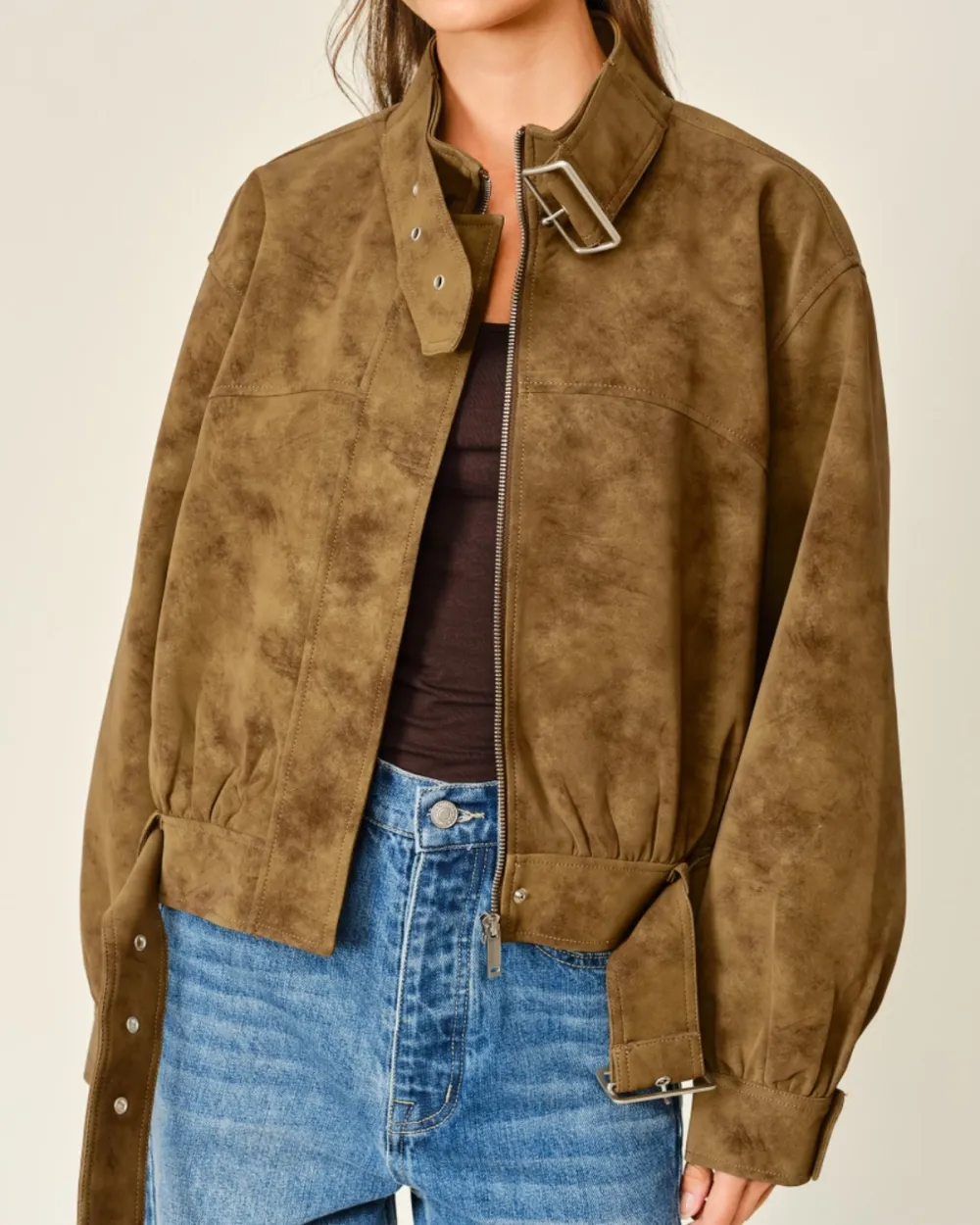 Vintage Leather Belted Jacket