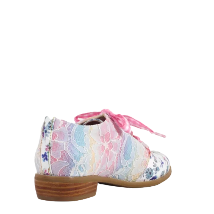 Floral Lace Tie Up Loafers