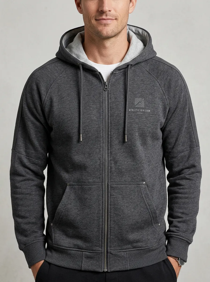 Active Zip-Up Hooded Training Look Men's Sport Jacket
