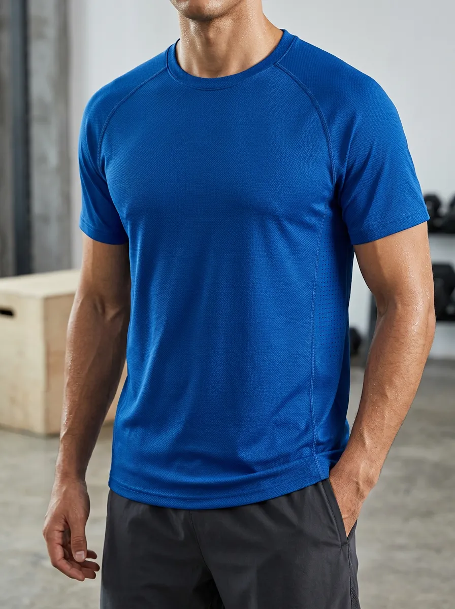 Men's Fitness Sports Gym Mesh Printed T-Shirt