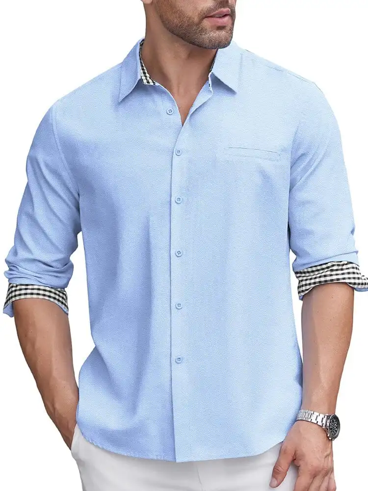 Classic Casual Plaid Splicing Shirt