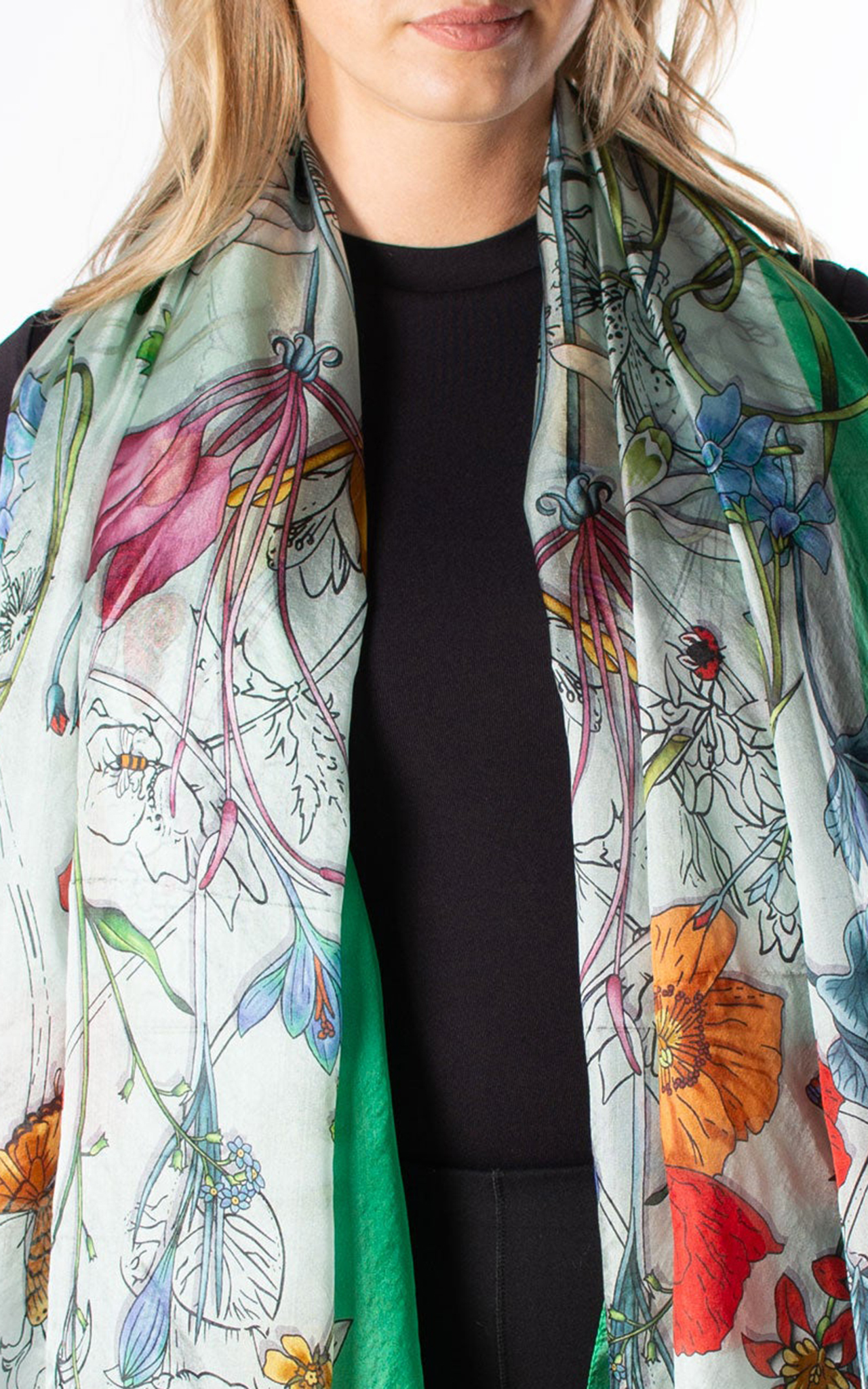 Elegant And Fresh Green Women's Silk Scarf