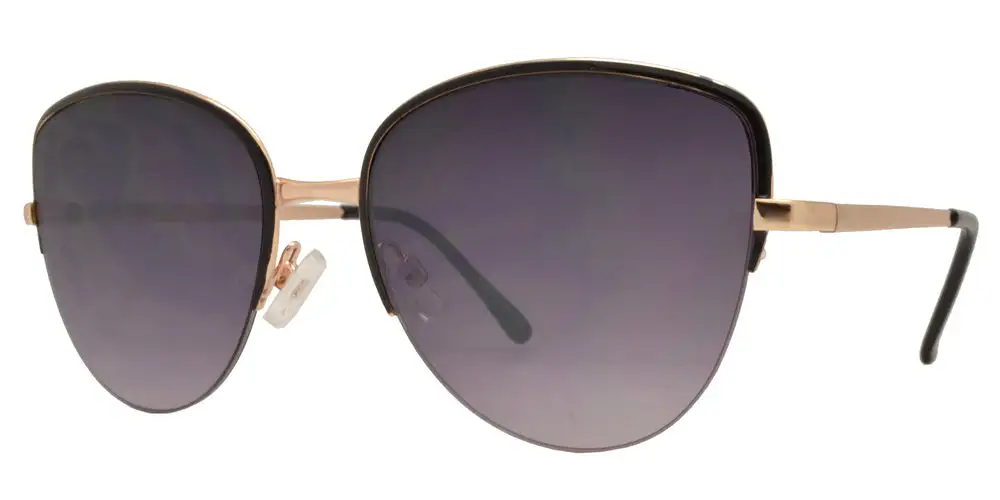 Half Rimmed Cat Eye Women Metal Sunglasses