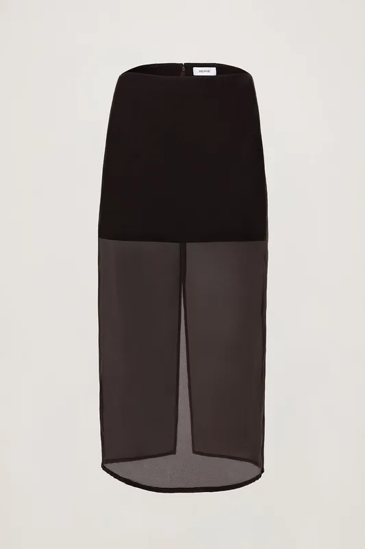 Truffle Sheer Organza Midi Skirt