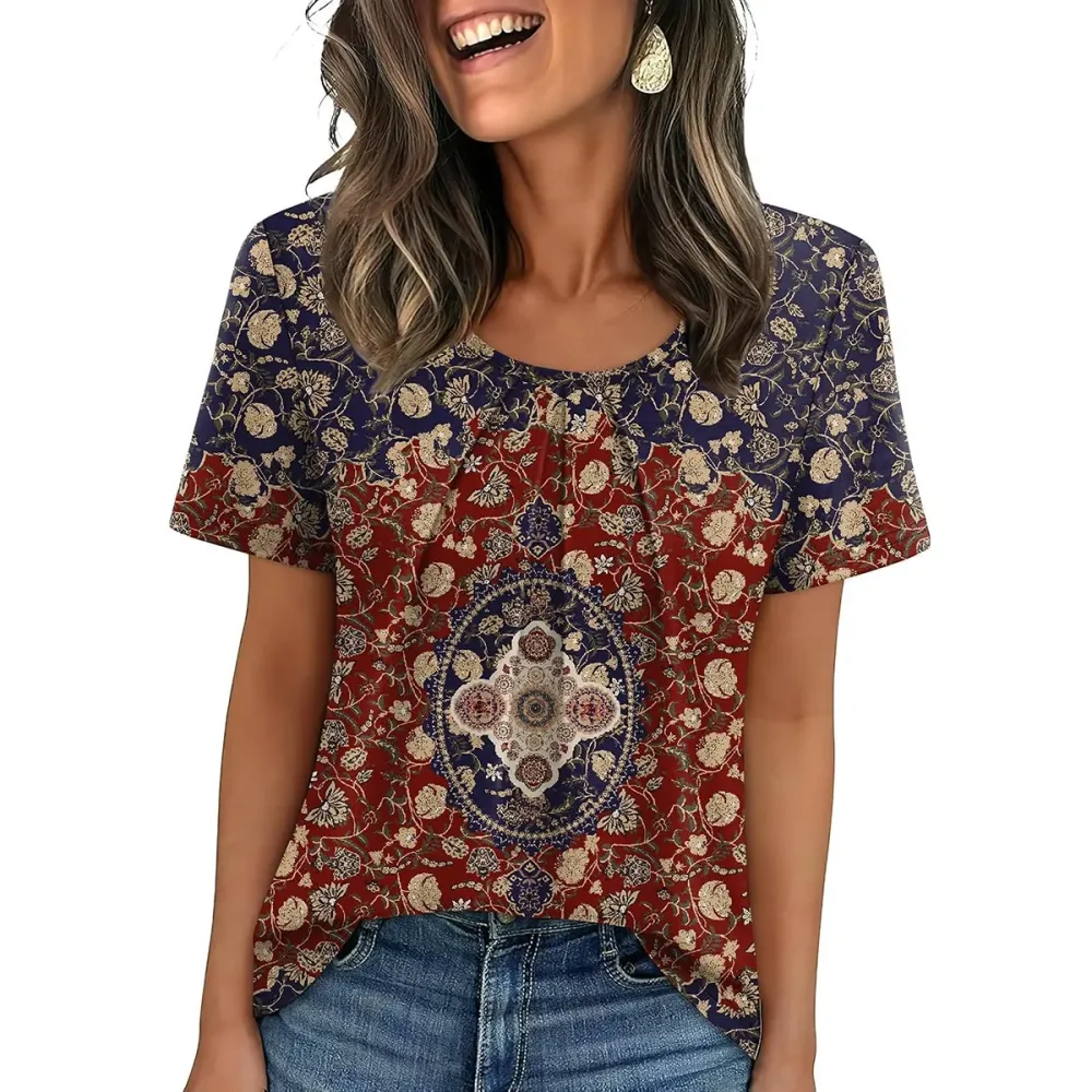 🔥Last Day: 8-Pack Only $24 🎨Women's Pleated Short-Sleeve Top
