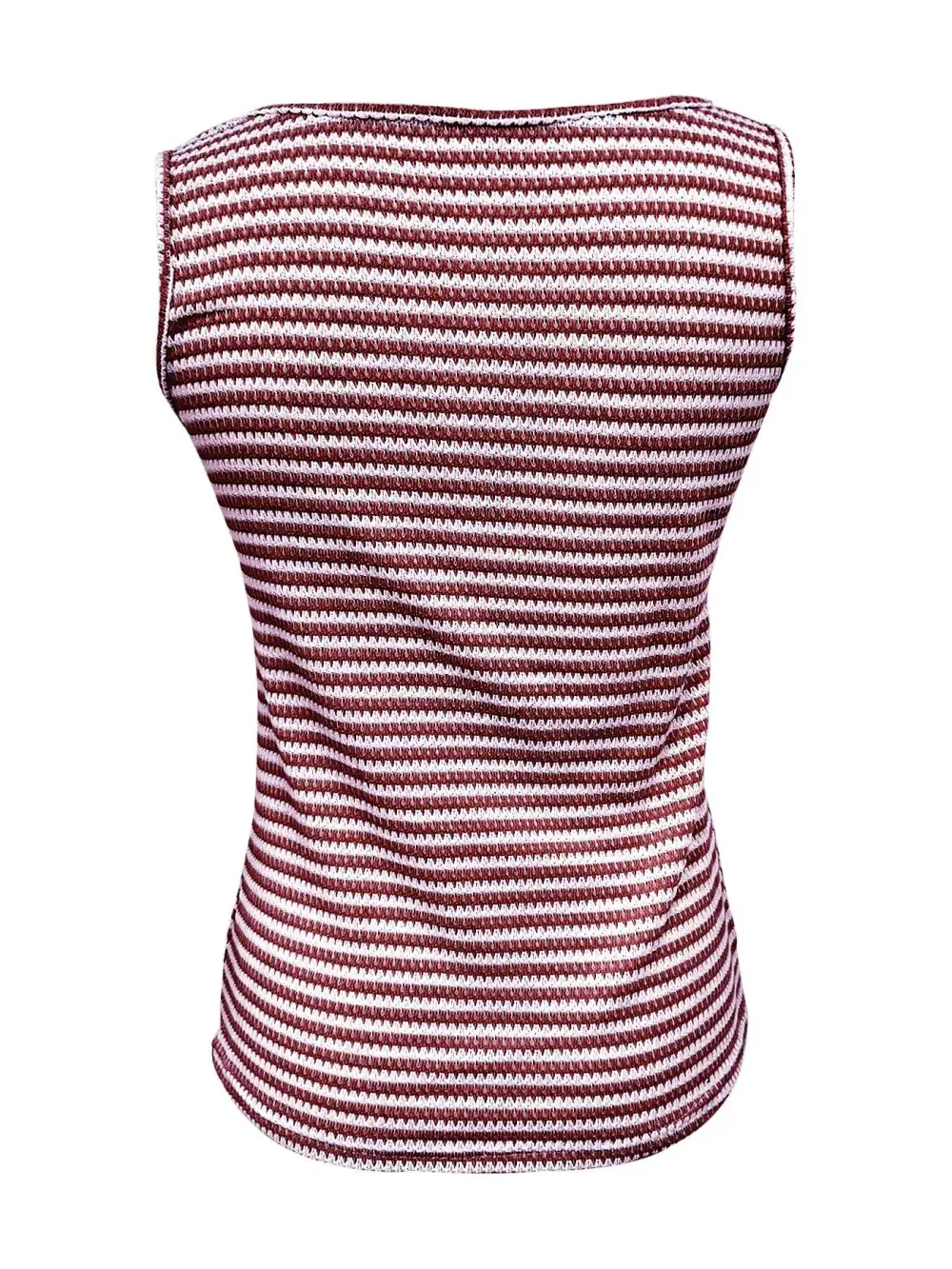 Striped Button-Front Knit Tank Top