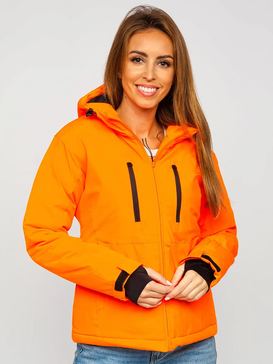 Orange women's winter ski jacket